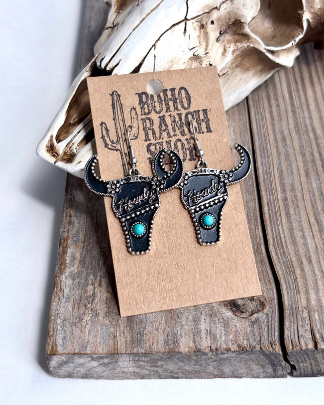 Western Steerhead Howdy Dangle Earrings