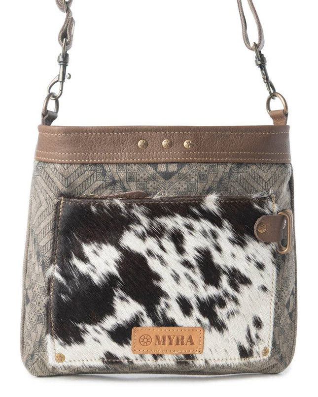 Aztec Hide Western Crossbody Bag for Women in olive with hairon detail