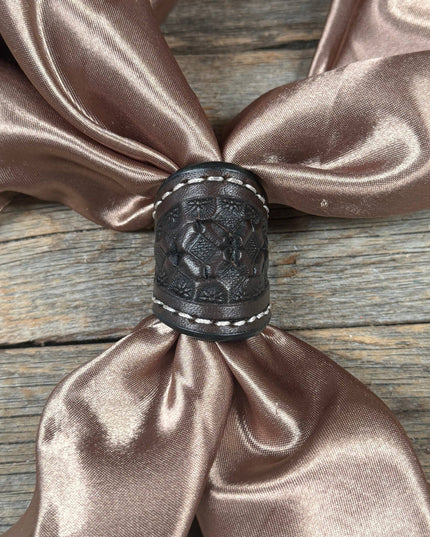 Dark Oil Honeycomb Leather Wild Rag Slide #LS263