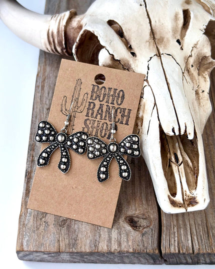 Western Style Coquette Bow Ribbon Dangle Earrings