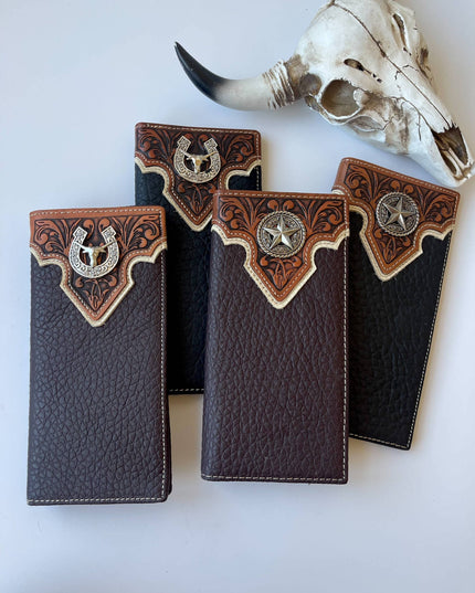 Bifold Wallet Genuine Tooled Leather Bi-Fold Wallet