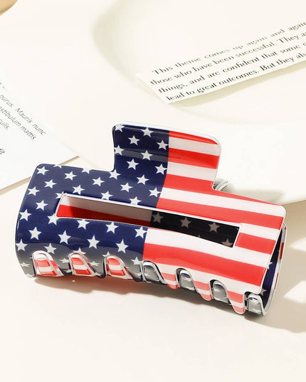 American Flag Print Square Claw Clip