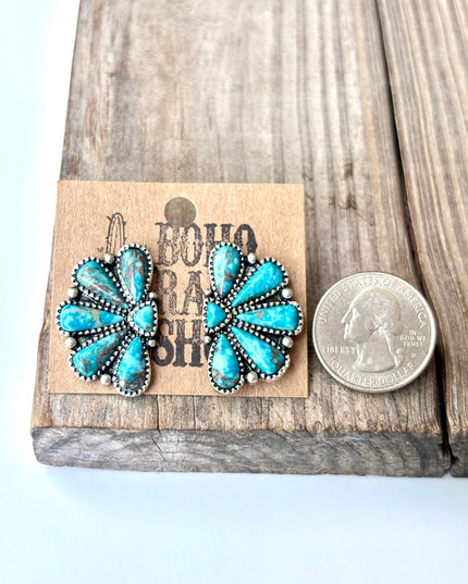 Western Squash Blossom - Stone Stud Earrings