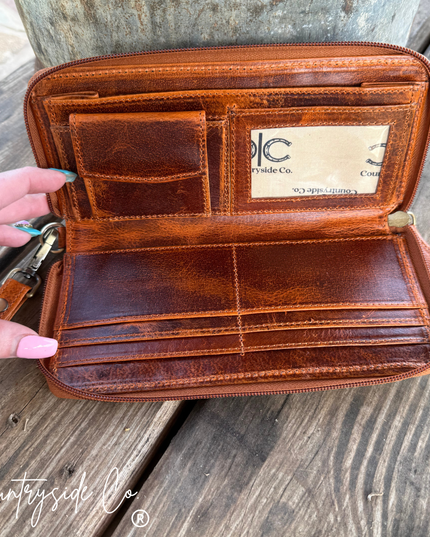Laney Tooled Leather Wallet Wristlet