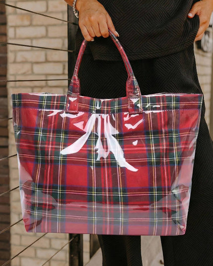 Flower/ Checkered/ Pattern PVC Glossy Waterproof Tote Bag